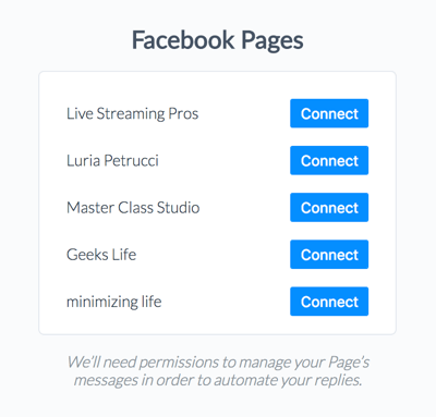 Connect your Facebook page to ManyChat.