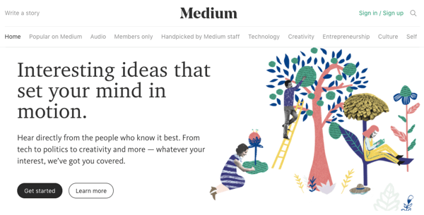 Medium ha un pubblico integrato che aiuta a far partire il tuo posizionamento.