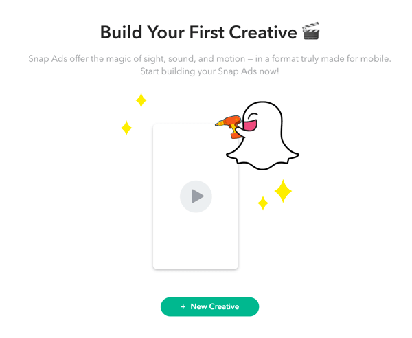 Click + New Creative to set up your Snapchat ad.