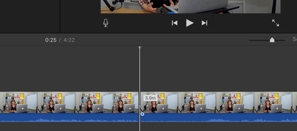 A solid line in your iMovie timeline indicates a split.