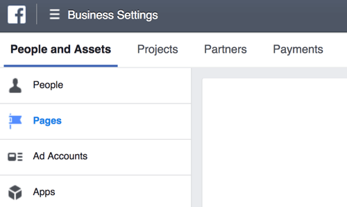 Select Pages on the People and Assets tab of your Business Settings.