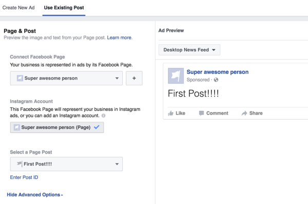 Select the post you want to boost on Facebook.