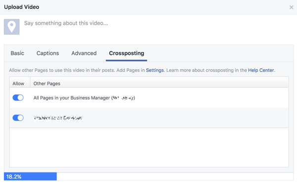 Select the Facebook pages you want to allow to cross-post your video.