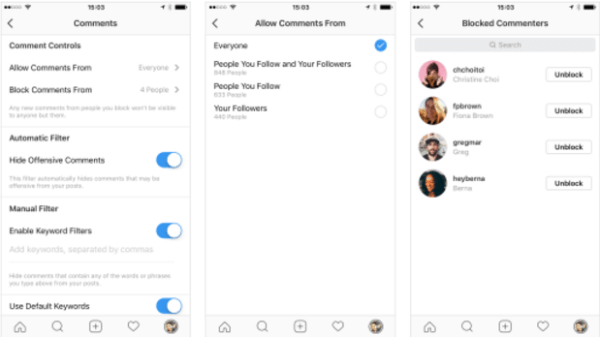 Instagram adds new features that allow users to control who is able to comment on your posts.