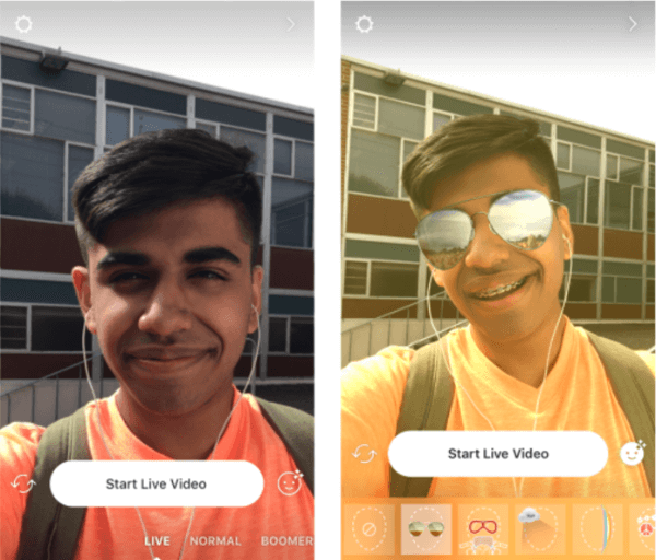 Instagram adds face filters to live video.