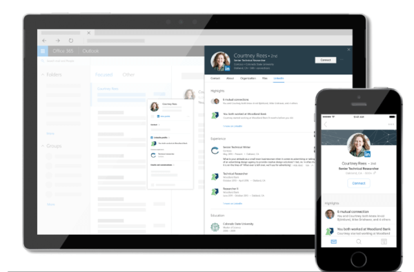 LinkedIn and Microsoft are bringing personalized LinkedIn insights directly into your Microsoft Office 365 experience by integrating LinkedIn and Microsoft Office profile cards.