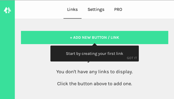 Add your first link in Linktree.