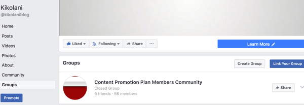 Your linked group will appear on the Groups tab of your Facebook page.