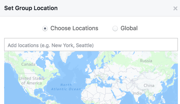 Add a location in your Facebook group settings.