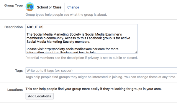 Provide additional details about your Facebook group to make it easier for people to discover it.