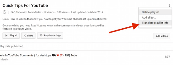 Select Translate Playlist Info from the menu icon.