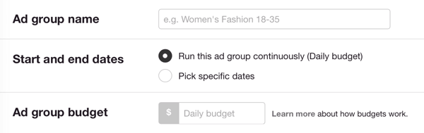 Run the ad group continuously only if you know that you'll monitor it closely; otherwise, set start and end dates.