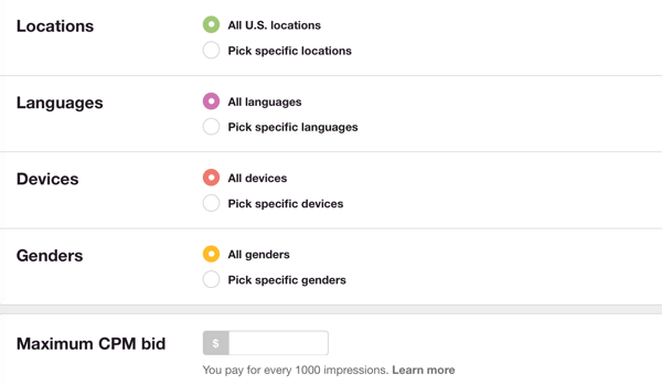 Choosing a maximum CPM bid can help you avoid spending more per 1,000 impressions than you'd like.