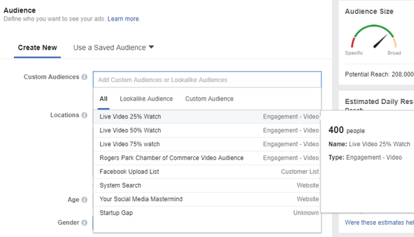 When you select an audience for your Facebook ad, be sure to select the custom audience of people who viewed your live videos.