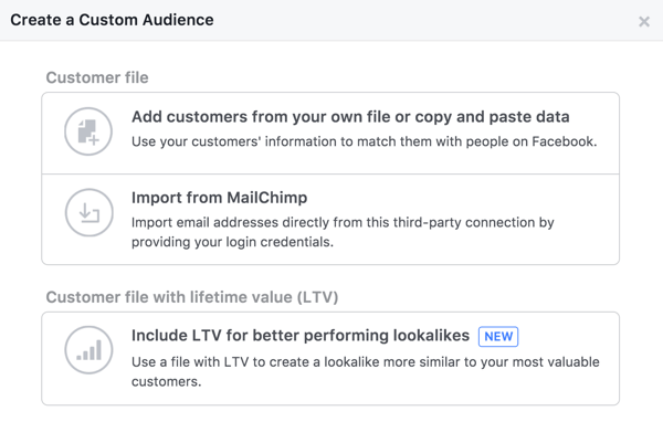 Create a Facebook custom audience from your email list.