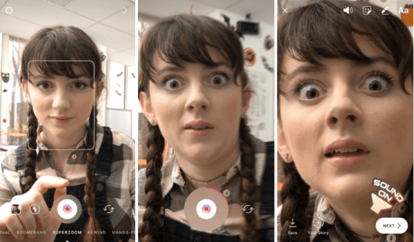 Instagram introduces a new Superzoom camera effect to Instagram Stories.