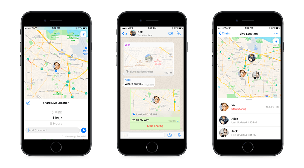 WhatsApp now features live location sharing for family and friends.