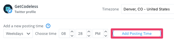 Select a posting day and time for your tweets.