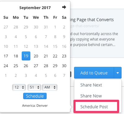 Choose a date and time to schedule your tweet.
