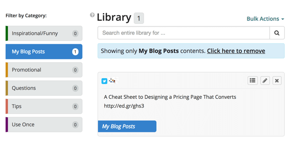 Click the My Blog Posts filter to see only the posts in that category.
