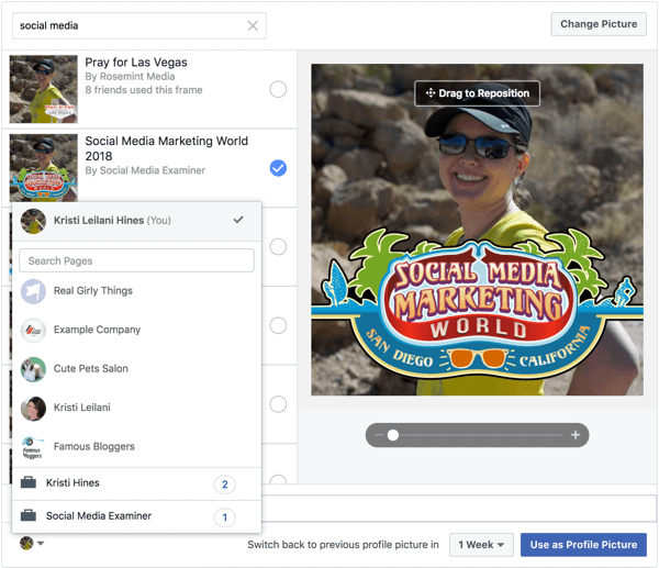 Facebook frames can also be applied to profile and page photos.