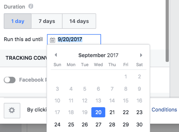 You can manually set the end date for your boosted post promotion.