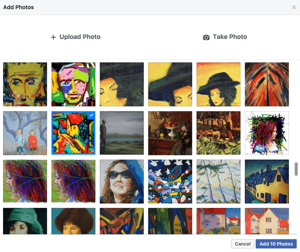 Facebook makes it easy to create a slideshow from photos you've already shared on your page.