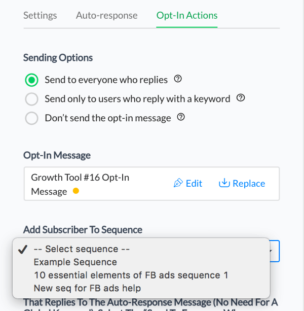 When new subscribers engage with your Facebook Messenger bot, you can add them to a sequence.