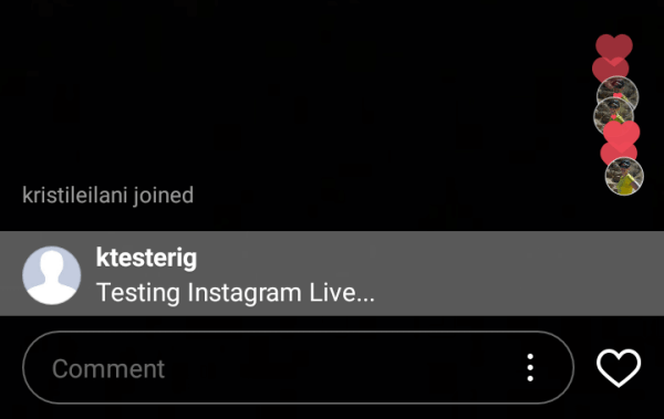 Viewers can like your Instagram live broadcast by tapping the heart.