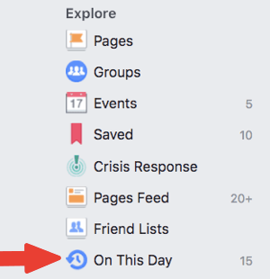 Find 'On this Day' posts in the Explore section.