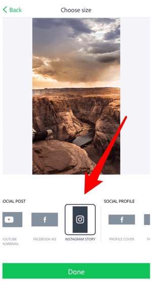 Select Instagram Story for the image size.