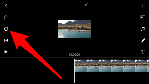 Tap the settings icon to change the background in Filmmaker Pro.