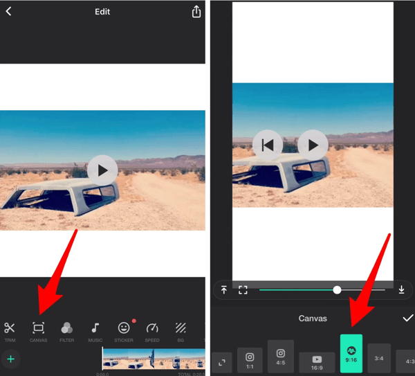 Move the slider to zoom in or out of your video in the InShot app.