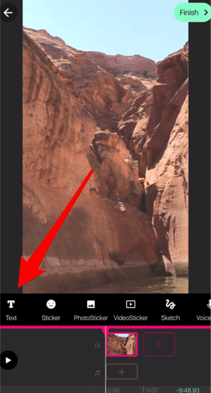Tap Text to add text to your PocketVideo creation.