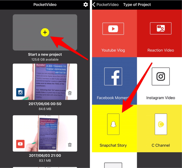 Tap Snapchat Story to create content for your Instagram story.