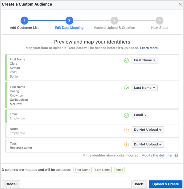 Facebook ads manager create custom audience