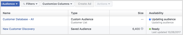 Facebook ads manager create custom audience