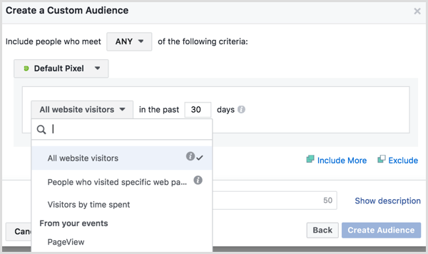Facebook ads manager create website custom audience