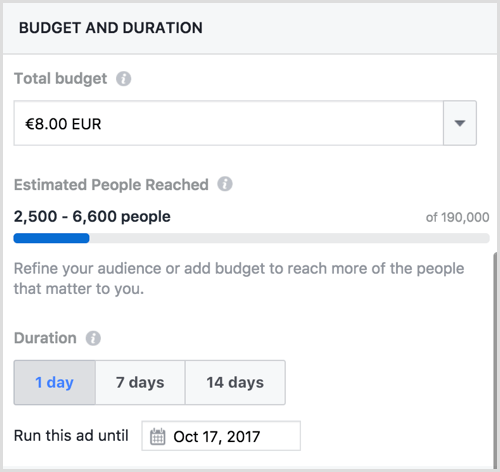 facebook boosted post budget