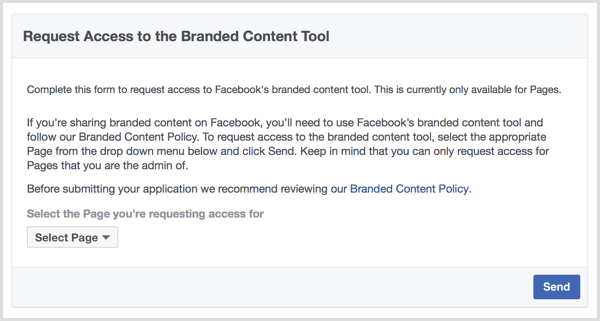 Facebook branded content tool request access