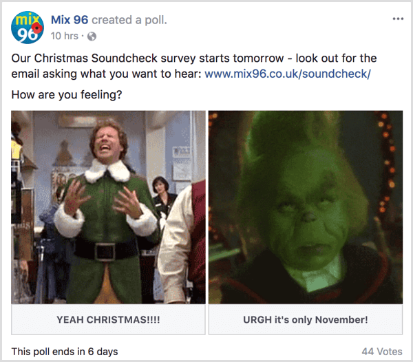 Facebook gif poll holiday theme example