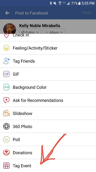 Facebook adds the option to tag an event in status updates on mobile.