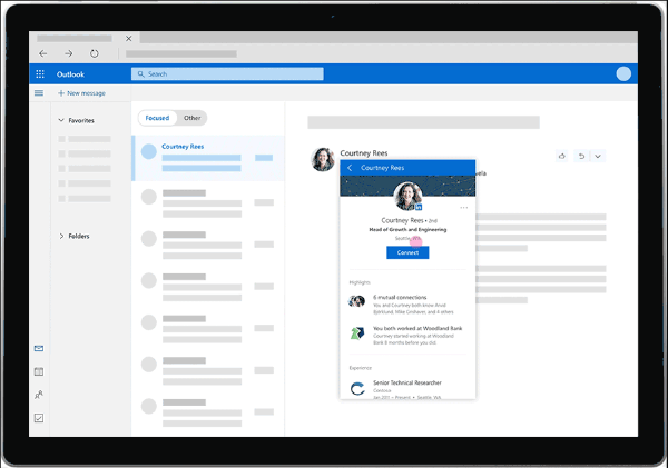 LinkedIn will now provide rich insights such as profile pictures, work history, and more from right from within Outlook.com user's personal inbox.