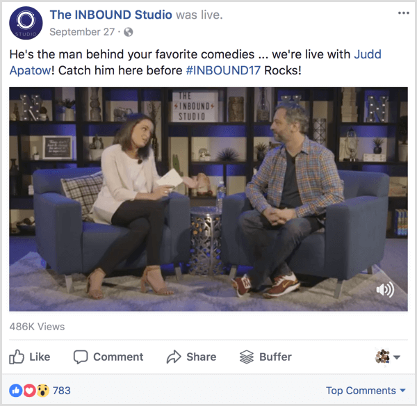 Inbound studio Facebook interview example