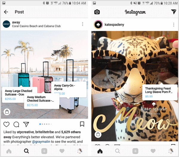 instagram shoppable post product info pop-up