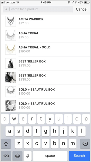 instagram shoppable post product tag select item