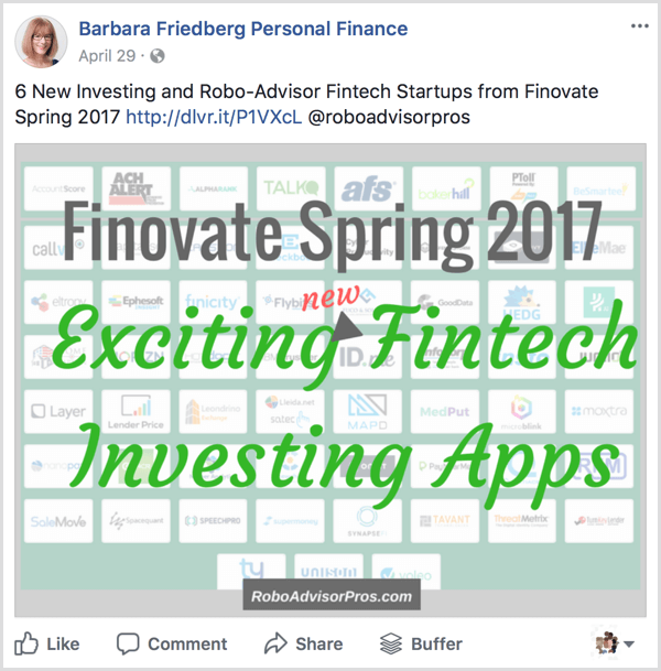 live Blogging finovate Facebook Beispiel