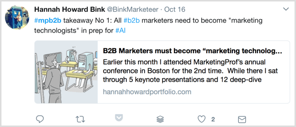 live blogging marketing profs B2B marketing forum twitter voorbeeld