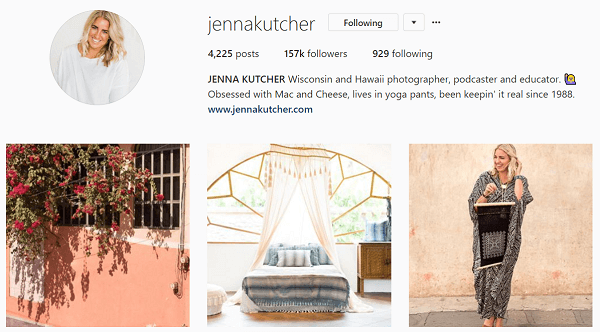 Jenna thinks of her Instagram feed like a magazine.