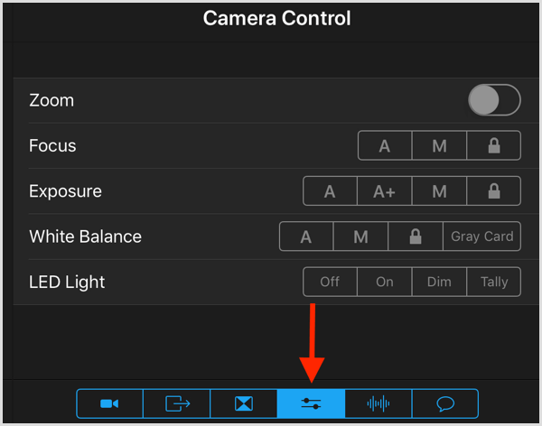 switcher studio camera control settings